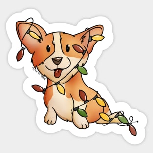 Corgi Tangled Up for Christmas Sticker